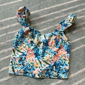 Abercrombie Floral Bubble Strap Poplin Top